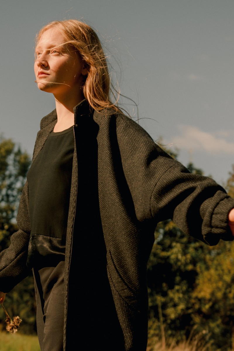 "Schwarzammer" Jacket grey/black diagonal stripes