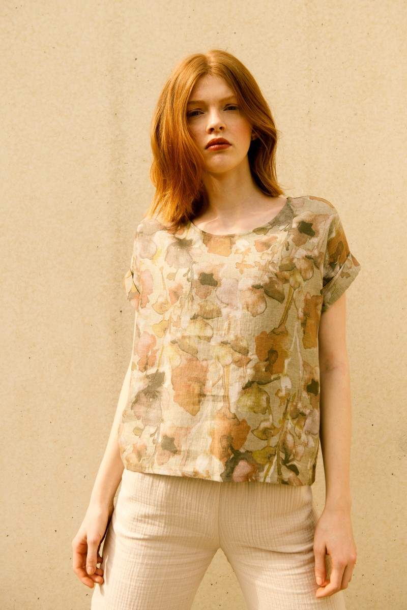 T-Shirt Blumenmerle Mehrfarbig