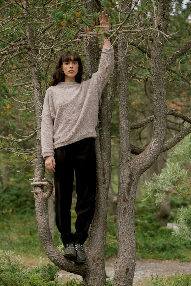 O-Pullover Zottel grau Grau
