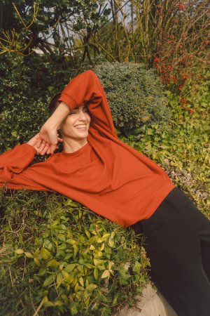 "Blood Orange" Rib O-Sweater