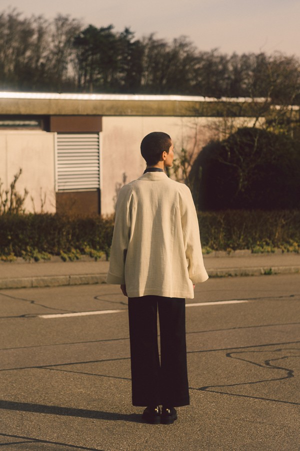 "Ramieläufer" Kimono Ecru Short