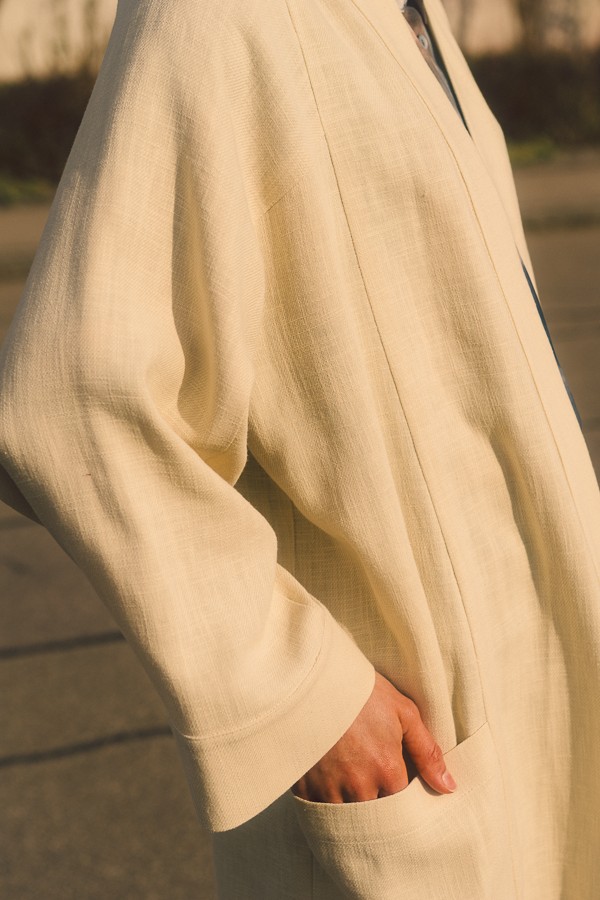 "Ramieläufer" Kimono Ecru Short