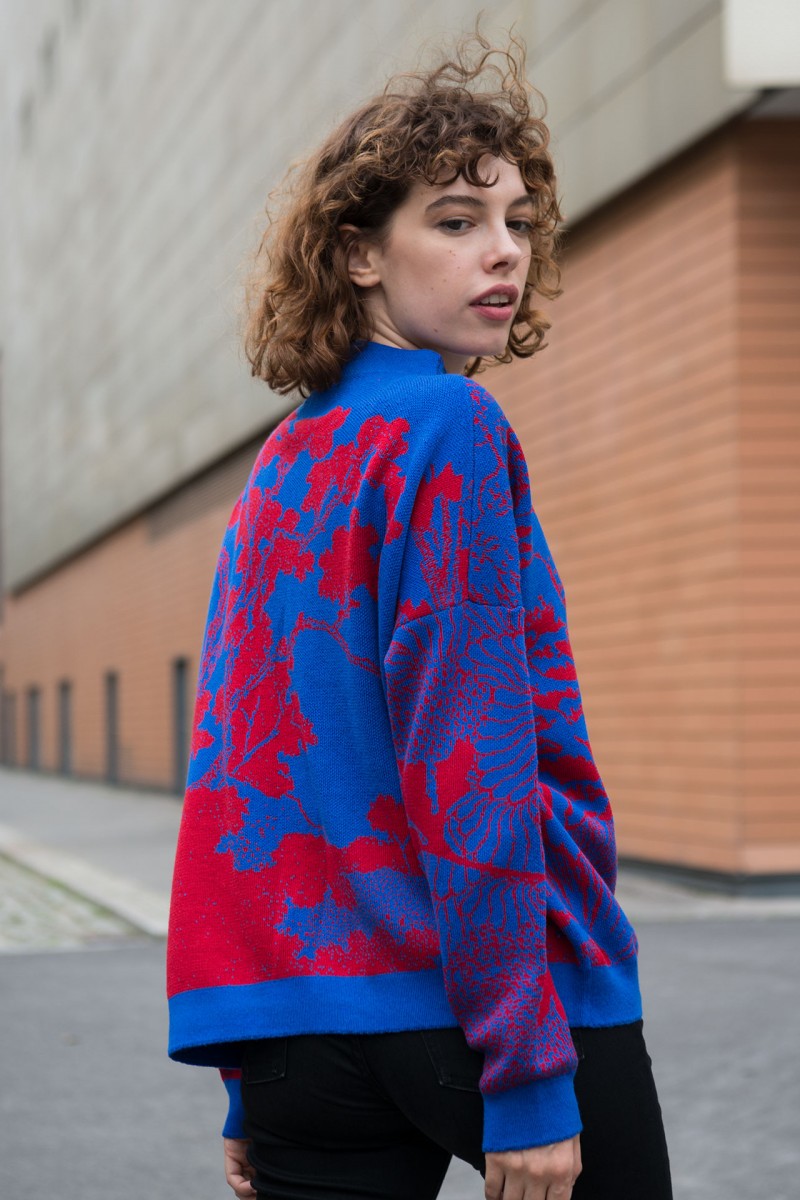 Wool Sweater Japan Blue Red Wool Sweater Japan Blue Red