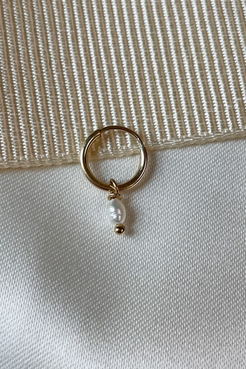 Miniature Pearl Huggie Gold