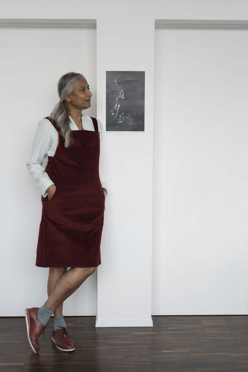 Cord Dress with Embroidery Burgundy