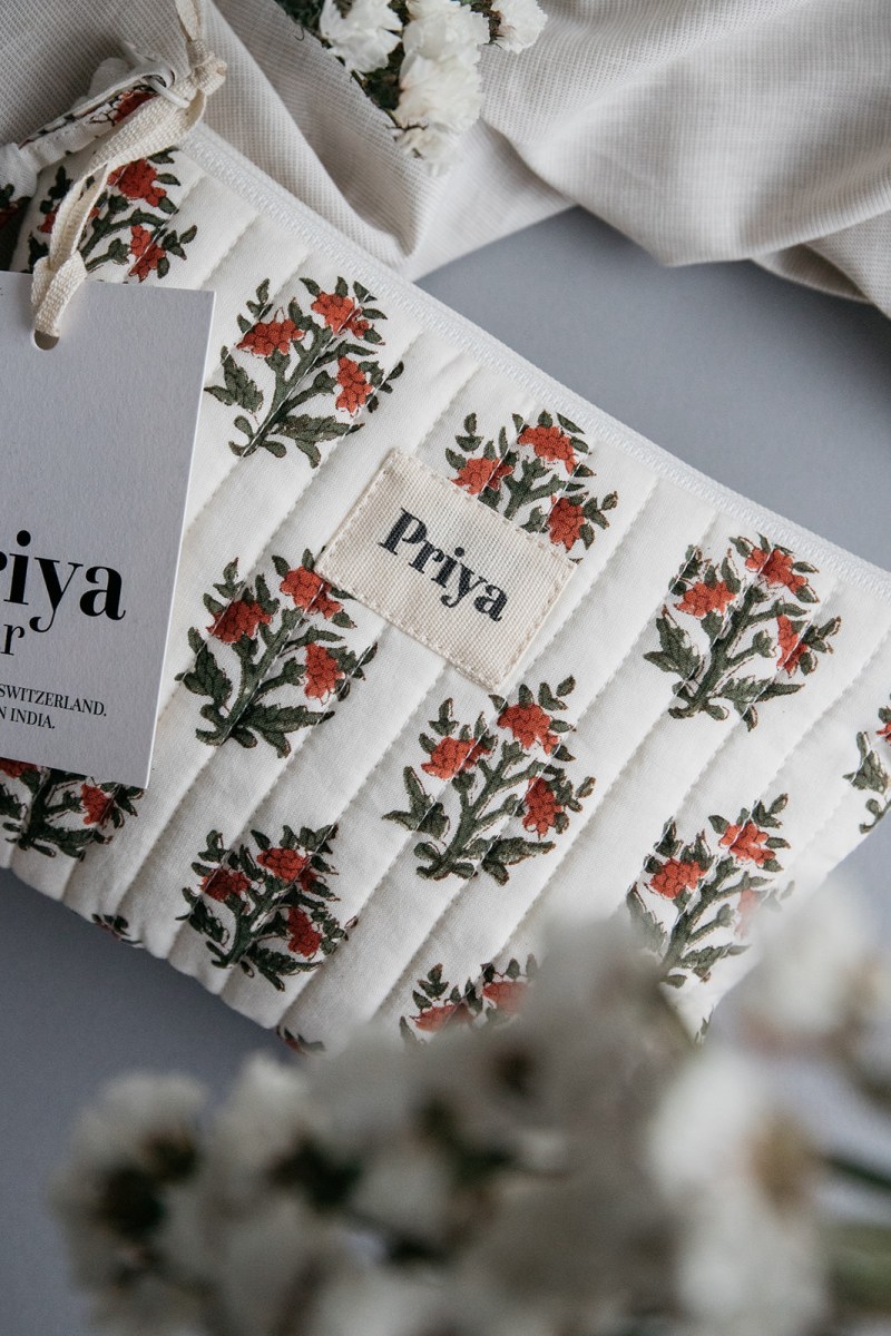 Red Floral Pouch