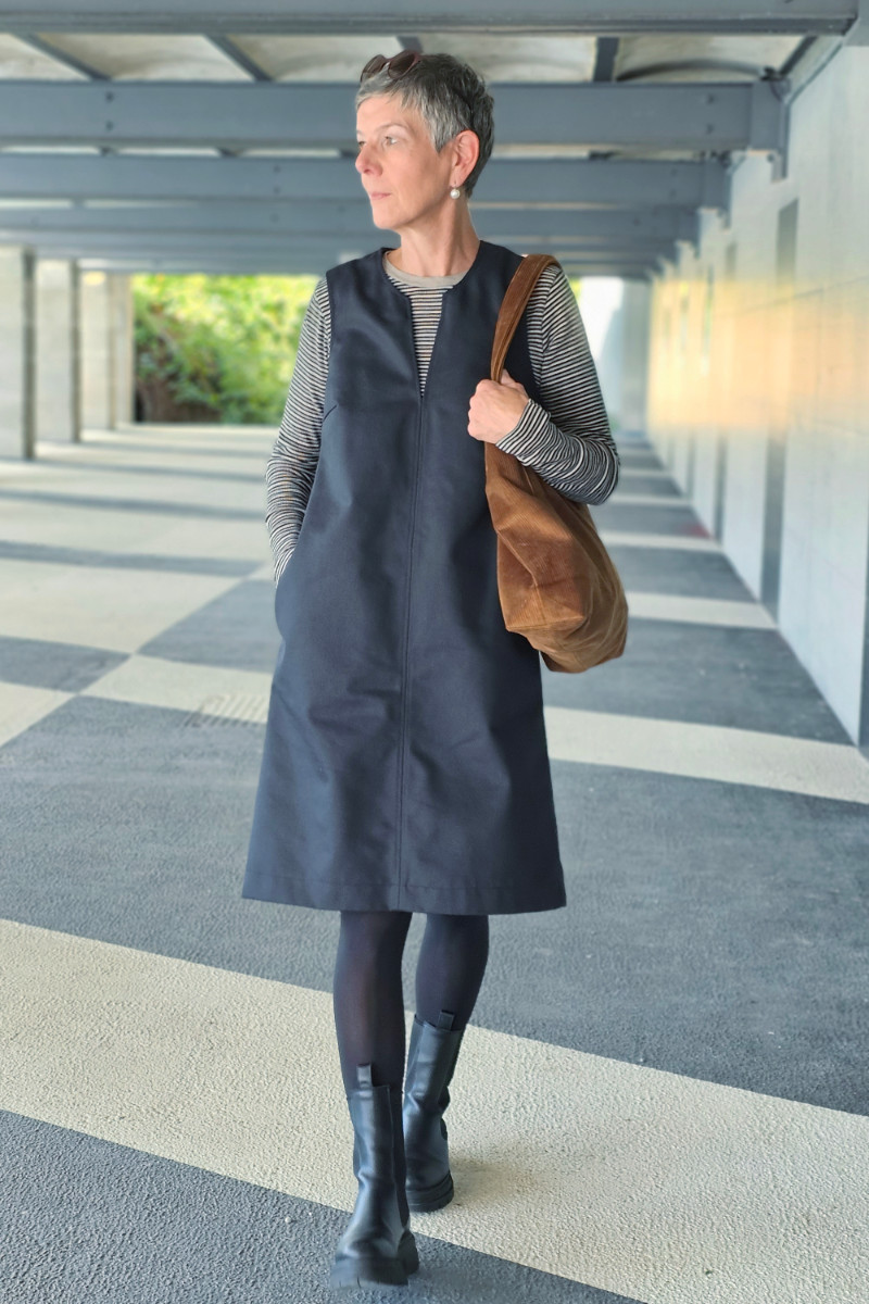 Black Denim A-Dress Black